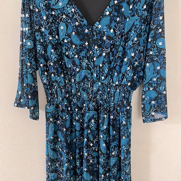 Harper 241 Blue Mid-Sleeve Dress Size Large Wedding Formal Paisley - Picture 5 of 15